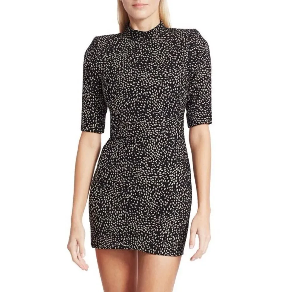 NWT Alice + Olivia Inka Strong-Shoulder Mockneck Dress Size 2 - Picture 2 of 12